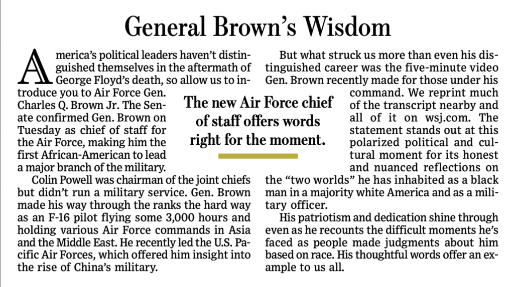 General Brown's Wisdom
